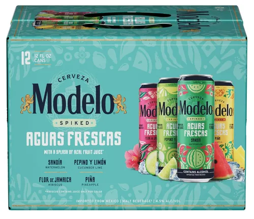 Vista 5 de Modelo Spiked Aguas Frescas - Paquete variado de bebida de malta saborizada, 12 unidades, latas de 12 onzas líquidas, 4.5% ABV