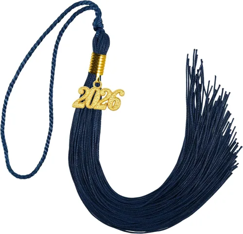 Vista 18 de GraduationMall Borla de graduación de un solo y varios colores con dije del año 2025 de 9 pulgadas