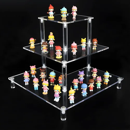 Vista 12 de ELEGANTLIFE Soporte elevador de acrílico – Estante transparente de 4 niveles para Funko POP, Amiibo, figuras, coleccionables, cupcakes, perfumes