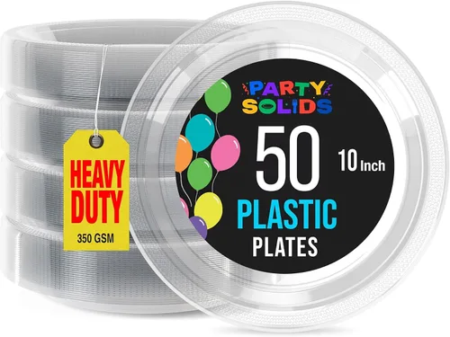 Vista 25 de Exquisite Party Solids - Platos de plástico negro para fiestas, platos desechables negros de 7 pulgadas para suministros de fiesta, 100 piezas