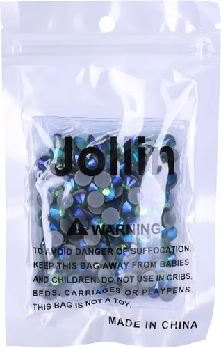 Vista 197 de Hot Fix - Diamantes de imitación de cristal con parte trasera plana, gemas de diamantes de 0.089 pulgadas (6ss 2880 piezas, Jet AB)