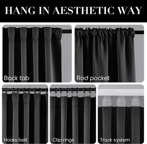 Vista 74 de SHINELAND Cortinas opacas de arándano borgoña de 102 pulgadas de largo, juego de 2 paneles para puerta corrediza de cristal, sala de estar, cortinas