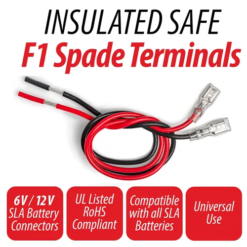 Vista 3 de Cables de terminal de batería SLA, espada hembra de conexión rápida/desconexión terminales tipo F1 de 0.189 in con mangas aisladas y cables