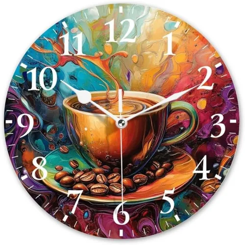 Vista 9 de Battery Operated Round Wall Clock Non-Ticking Silent Analog Clcok Decorative for Living Room,Office,Kitchen-Golden Retriever in A Floral Filled