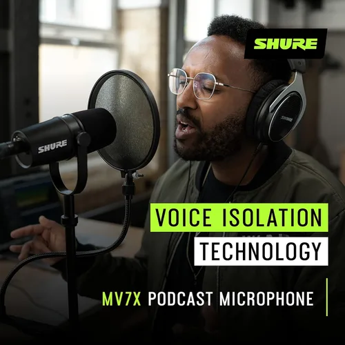 Vista 4 de Shure MV7X XLR - Micrófono dinámico de calidad profesional para podcasting y grabación vocal, tecnología de aislamiento de voz, construcción