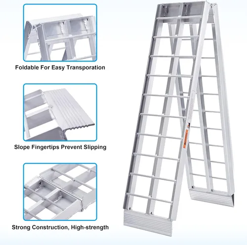Vista 3 de 2 rampas de cuatro ruedas, rampa de remolque de capacidad de 1500 libras, rampas de carga de 7.5 pies para camionetas, rampa plegable