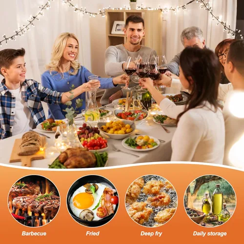 Vista 6 de Olla de filtro de aceite de acero inoxidable de 68 onzas, olla multifuncional 2 en 1 para camping, ahorro de grasa de tocino de gran capacidad