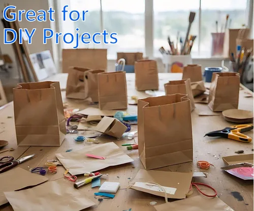 Vista 6 de Bolsas de papel kraft marrón de 8 libras, paquete de 100, tamaño regular, ideales para pedidos de llevar, bolsas de almuerzo