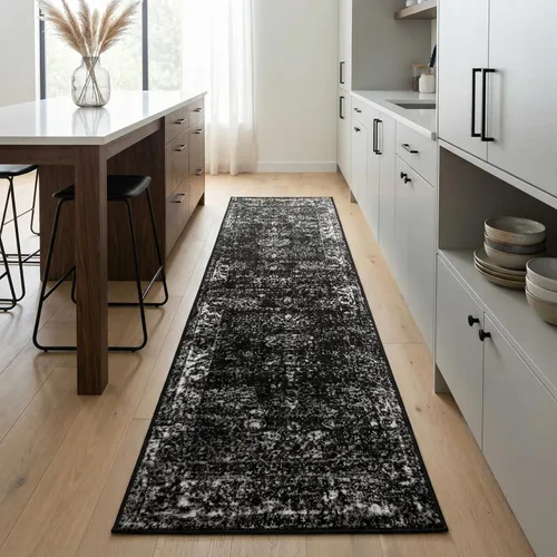 Vista 103 de Unique Loom Sofia Collection - Alfombra para área de casino (3 pies 3 pulgadas x 19 pies 8 pulgadas, para pasillo, azul marino/amarillo)