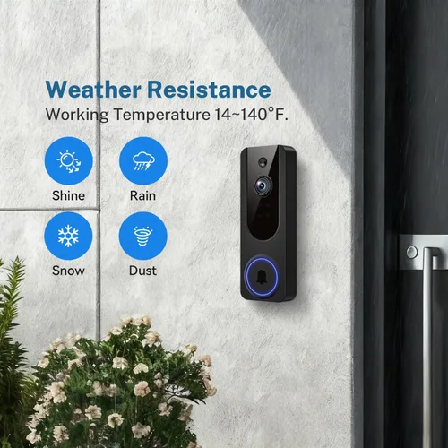 Vista 7 de Hubposh Timbre de puerta inalámbrico con receptor interior, alimentado por batería, IA humano y detección de movimiento, conversación de 2 vías