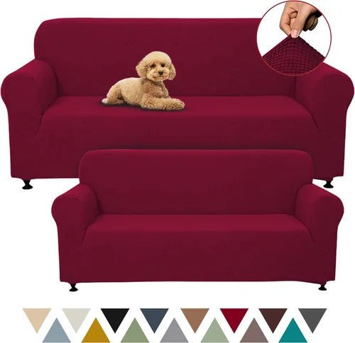 Vista 12 de Sapphire Home - Juego de 2 fundas para sofá, sofá de 2 plazas, ajuste elástico, sin arrugas, funda protectora para muebles para 3/2 cojines