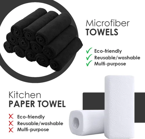 Vista 7 de Avalon Towels Paños de limpieza de microfibra (paquete de 48) – Tamaño 16 x 16 pulgadas, trapos de limpieza altamente absorbentes, sin pelusa