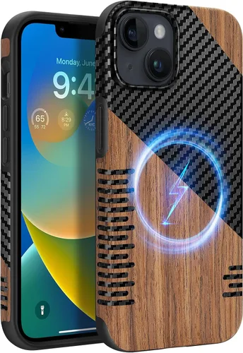 Vista 10 de Funda magnética ZZDZZ compatible con iPhone 14 Plus [Compatible con Magsafe] Diseño de cuero premium TPU híbrido a prueba de golpes (Negro)