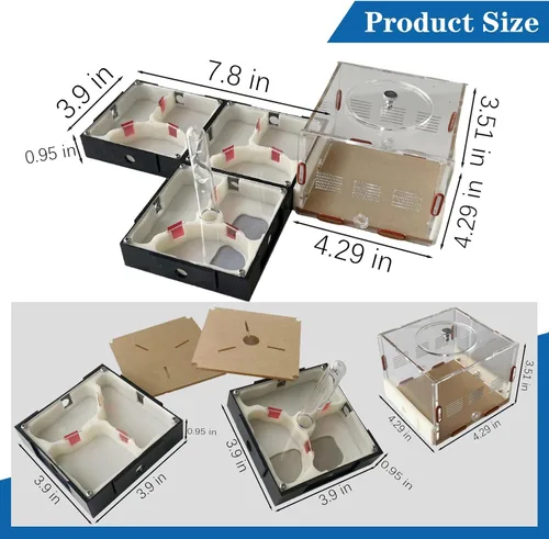 Vista 2 de Nido de Hormigas Granja Científica DIY Kit Terrario para Cuidar Hormigas Vivas Hábitat de Hormigas con Torre de Agua, Sala de Cuidado y Juego