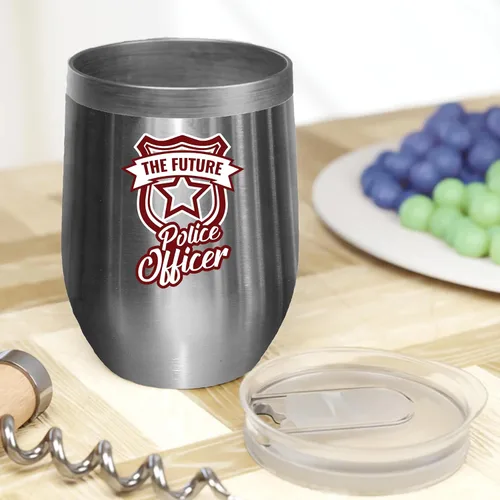 Vista 3 de Cool The Future Police Officer Badge Coffee & Tea Mug Cup or Cop Stuff - 12oz Wine Tumbler Black