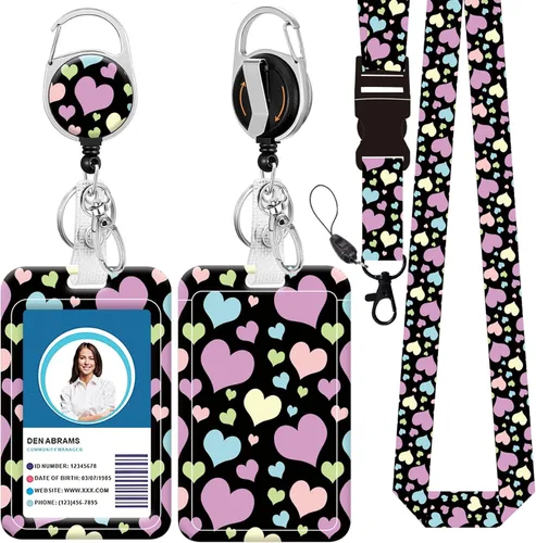 Vista 45 de Cordón para credencial y soporte para tarjetas de identificación, carretes retráctiles con clip para cinturón de carrete de mosquetón, cordón