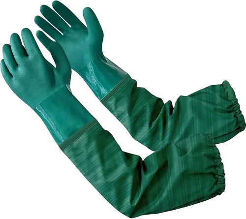 Eiito Guantes de goma para estanque extra largos de 26", Guantes resistentes a productos químicos de PVC reutilizables, guantes de limpieza