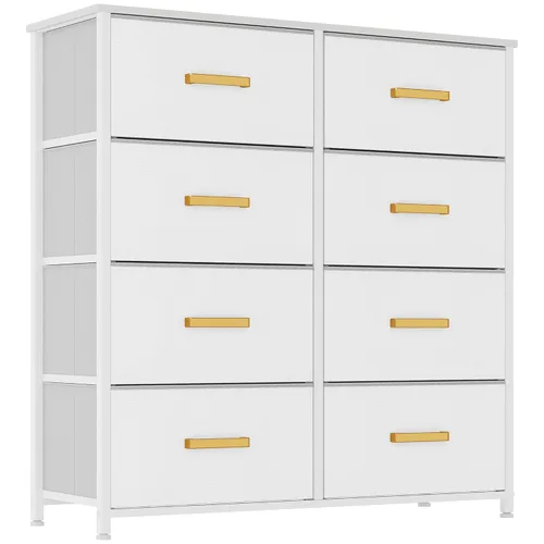 Vista 11 de YITAHOME Cómoda de tela con 8 cajones – Unidad organizadora de torre de almacenamiento para sala de estar y armarios – Estructura de acero