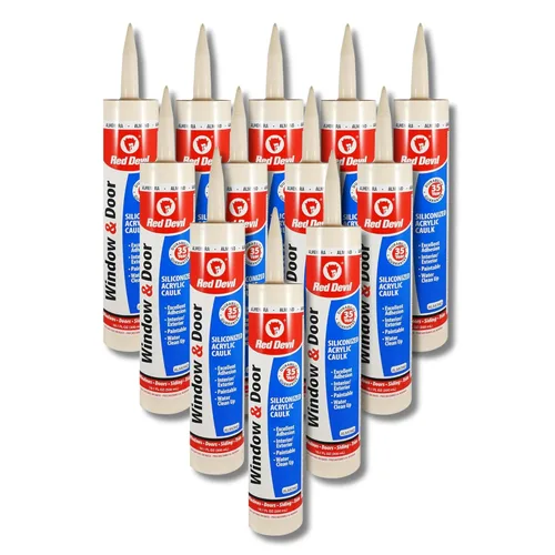 Vista 12 de Red Devil 084620 Calafateo acrílico de silicona para ventanas y puertas, almendra blanquecina, impermeable, 10.1 onzas, paquete de 1, fabricado