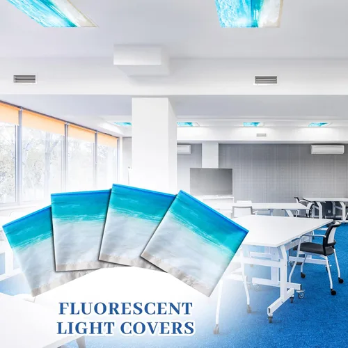 Vista 6 de Hortsun 6 cubiertas magnéticas de luz fluorescente, 4 x 2 pies, cubiertas magnéticas de luz de aula para sombra fluorescente, iluminación de techo