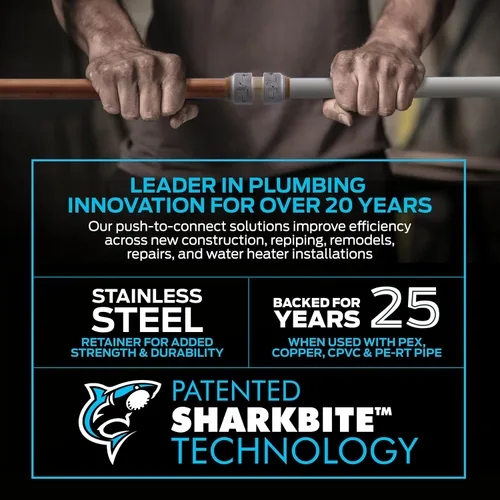 Vista 4 de SharkBite Válvula de bola máxima de 3/4 pulgadas, Empuje para conectar accesorios de plomería de latón, cierre de agua, tubo PEX, cobre, CPVC