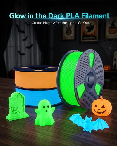 Vista 2 de SUNLU 4KG Glow in the Dark PLA Filament Bundle 1.75mm, Luminous PLA 3D Printer Filament, Long-Lasting Brightness & High Toughness, 1kg Spool