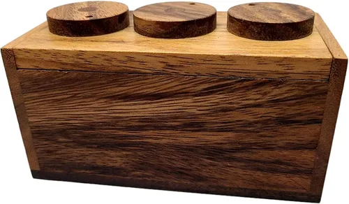 Vista 4 de 3 Wheel Combination Secret Lock Puzzle Box