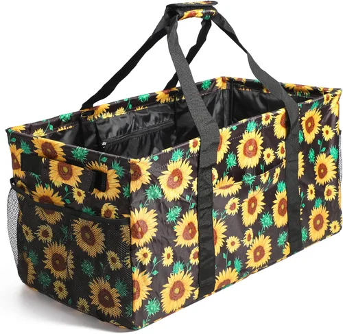 Vista 11 de Joyfol Day Bolsa de Utilidad Extra Grande, Bolsas de Compras Reutilizables Plegables, Marco de Metal Mejorado, Con Asas Resistentes Fondo Reforzado