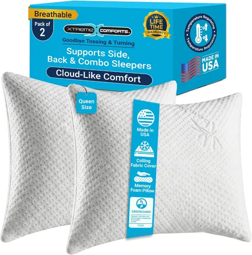 Vista 9 de Xtreme Comforts Almohadas de espuma viscoelástica Relleno de espuma triturada ajustable certificado GREENGUARD para apoyo personalizado