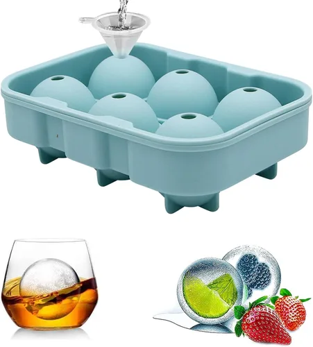 Bandeja redonda de silicona para cubitos de hielo, moldes para cubitos de hielo de bourbon, molde para hacer bolas de hielo con tapa, cubos de hielo