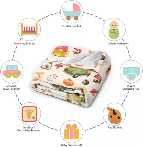 Vista 6 de Manta de otoño de gnomo, gnomo de otoño de 30 x 40 pulgadas, ligera, súper suave y acogedora para sofá, cama, sofá y silla