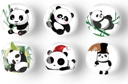 Vista 2 de 12 piezas de imanes de vidrio para nevera, pegatina para nevera, decoración de imanes de nevera de Panda para manualidades, imanes de nevera fuertes