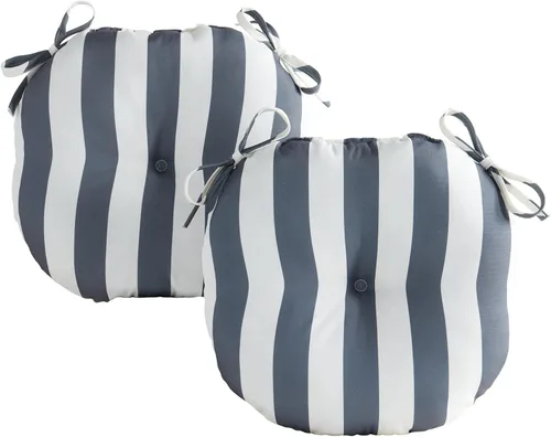 Vista 73 de Greendale Home Fashions Cojín redondo para asiento bistro de 15 pulgadas, 2 unidades (paquete de 1), Adobe Stripe
