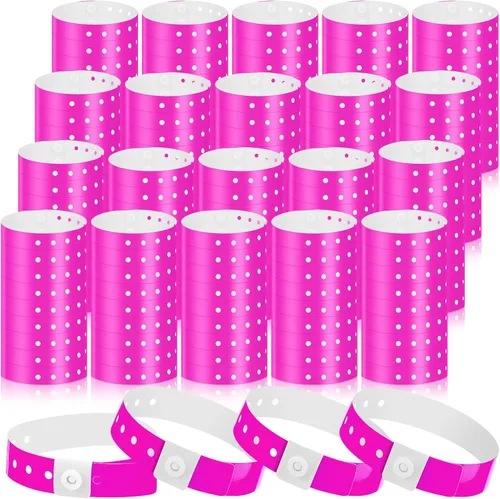 Vista 23 de Henoyso 600 pulseras de plástico de colores surtidos para eventos, fiestas, muñequeras de vinilo, pulsera de plástico, pulsera de identificación a