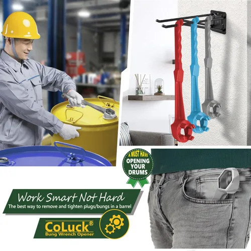 Vista 6 de Llave Bung, llave de tambor 3 en 1 actualizada, herramienta de abridor de barril de aluminio para abrir tambor de 10, 15, 20, 30, 55 galones, se