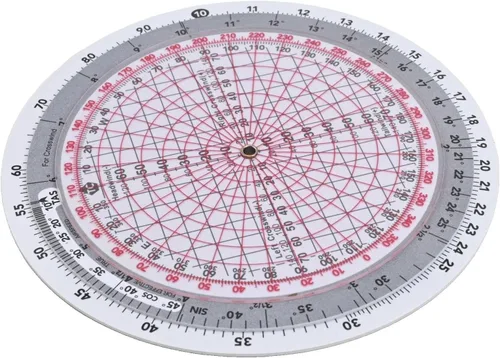 Vista 4 de Plotter de regla de diapositiva de la computadora de vuelo de aviación E6B-R para entrenamiento piloto Calculadora circular de viento y navegación