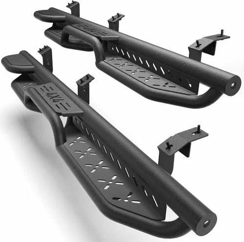 Vista 23 de Crew Cab - Estribos compatibles con Jeep Wrangler JK 2007-2018, solo 2 puertas, dos escalones, barras Nerf de acero resistente de carbono negro