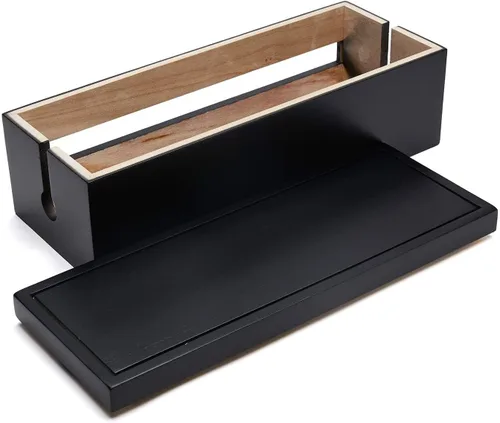 Vista 3 de Changsuo Caja organizadora de cables de madera, caja organizadora de cables para cable de extensión, protector de sobretensiones, organizador