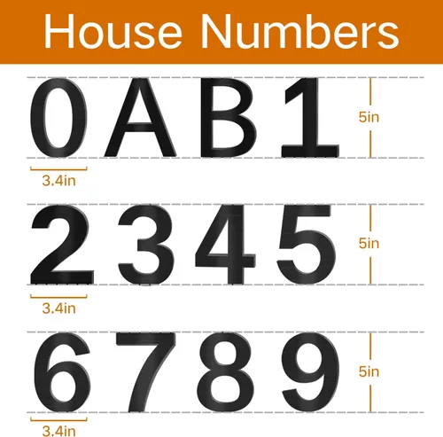 Vista 3 de Número de casa de acero inoxidable, números de casa autoadhesivos de 5 pulgadas, números de casa modernos de metal cepillado, número de decoración