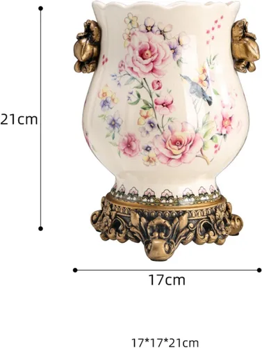 Vista 7 de Jarrón alto de piso chino de cerámica para decoración del hogar, florero japonés de 8.3 pulgadas, recipiente sofisticado para ramas decorativas