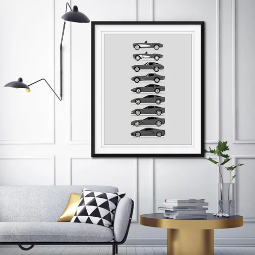 Vista 5 de Custom Car Posters Póster hecho a mano compatible con Chevy Corvette Generations e impresión de Chevrolet Corvette (C1 C2 C3 C4 C5 C6 C7 C8)