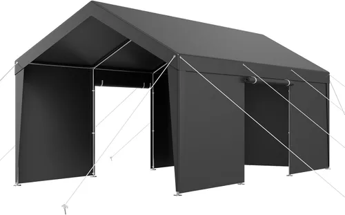 Vista 15 de VEVOR Cobertizo Tienda de Almacenamiento Exterior Portátil Resistente de 6 x 8 x 7 pies, Refugio de Cochera Garaje Impermeable con Puerta Enrollable