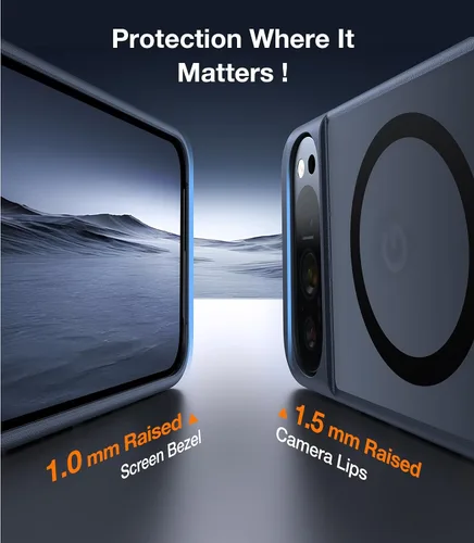 Vista 5 de TORRAS Funda magnética y con soporte para Google Pixel 9 Pro XL, compatible con MagSafe, protección contra caídas de grado militar de 12 pies Negro