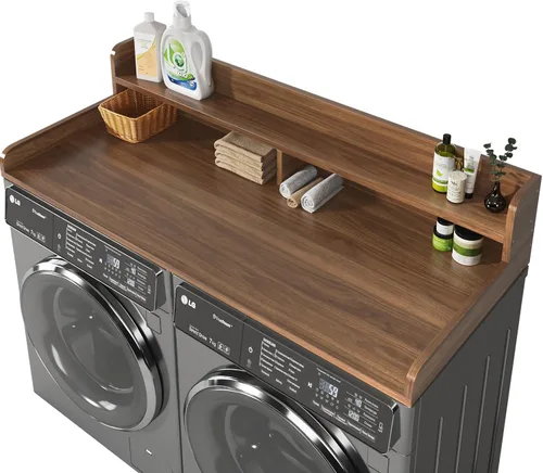 Vista 17 de Encimera para lavadora y secadora de 2 niveles con protector de 2.75 pulgadas de alto, 58 pulgadas de ancho x 28 pulgadas de profundidad