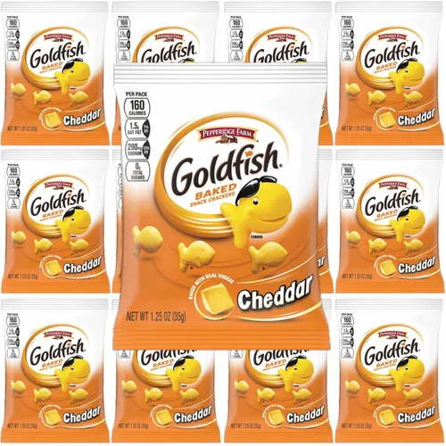 Vista 2 de Goldfish - Galletas horneadas con queso cheddar, bolsas de 1.25 onzas, (paquete de 12) con servilletas Bay Area Marketplace