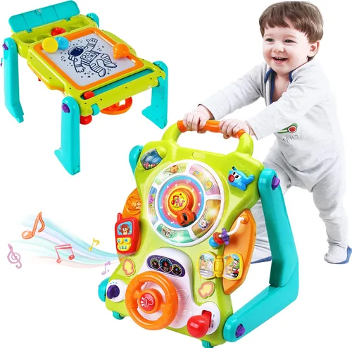 iPlay, iLearn Juguetes de caminador para bebé de 3 en 1, juguetes para sentarse y pararse, centro de actividades para niños, divertida mesa musical