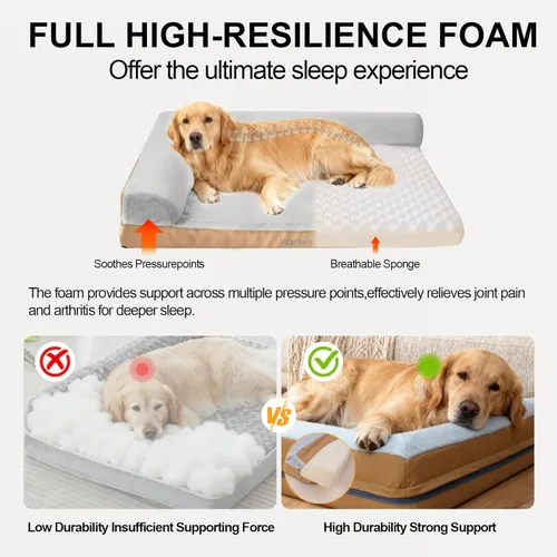 Vista 3 de Cama térmica para perros de tamaño mediano, funda impermeable para mascotas, sofá ortopédico mediano para perros, espuma viscoelástica