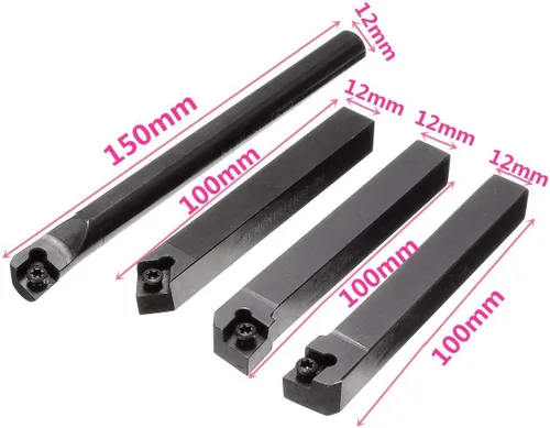 Vista 4 de Herramienta de torneado de torno indexable 1/2 "0.472 in, 4 piezas de herramientas de torno de metal titular S12M-SCLCR09, SCMCN1212H09