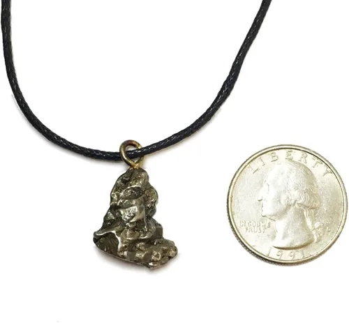 Vista 2 de goldnuggetminer Collar de meteorito auténtico con certificado de autenticidad de Campo Del Cielo Fall, Algodón, Meteorito