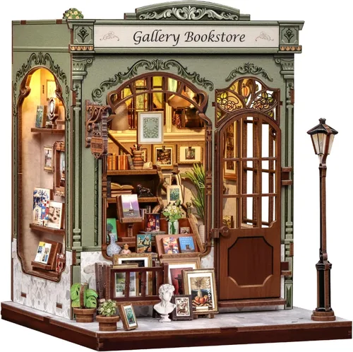 Vista 15 de CUTEBEE - Kit de rincón de libros - Kit de casa de muñecas en miniatura DIY para adultos, decoración de estantería de casa pequeña Booknook